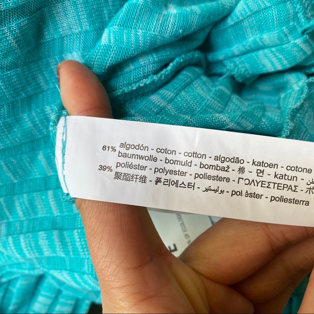 🦋 ZARA TURQUOISE BLUE RIBBED COTTON BLEND JUMPSUIT! - Picture 6 of 16
